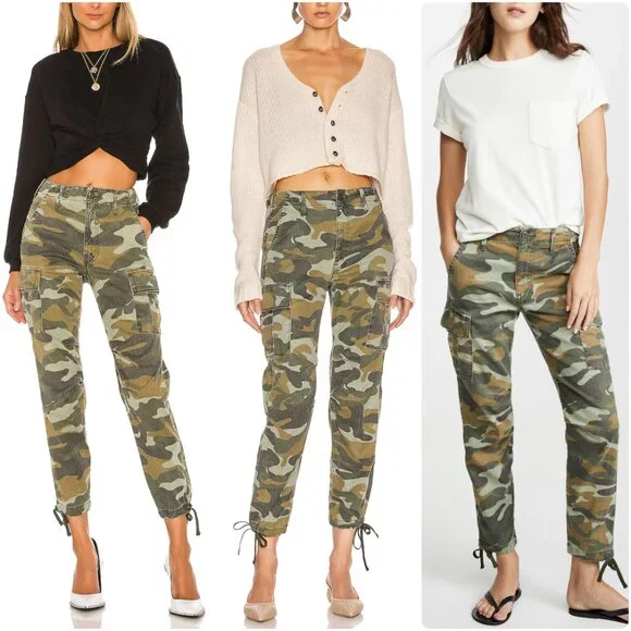NWT Mother The Sir Yes Sir Camo Cargo Pants in Finding Strength Size 25, 26 $295